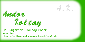 andor koltay business card